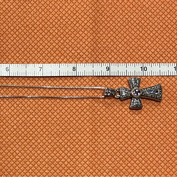 Sterling silver/jewels celtic cross pendant with box chain - Picture 4 of 4